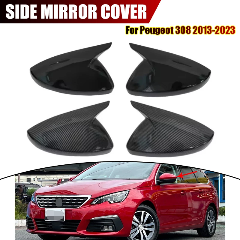 

For Peugeot 308 2013-2023 Car Side Mirror Cover Adhesive-backed Embellishing Case Exterior Decoration