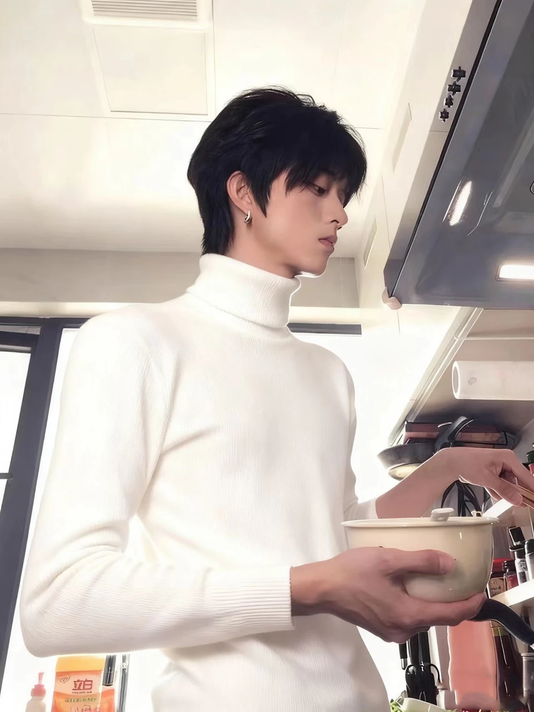 

Мужской вязаный свитер с высоким воротником, на флисовой подкладке, с длинными рукавами, теплый зимний базовый слой, повседневная одежда в британском стиле