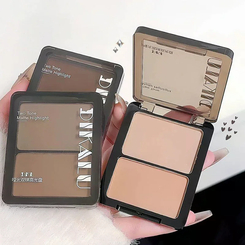 DIKALU Contour Palette 3D Facial Bronzer Cosmetic Face Shading Powder Two-toned Lasting Matte Nose Shadow Makeup Cosmetics