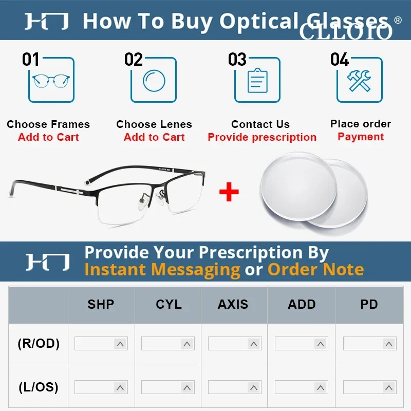 CLLOIO lentes graduadas profesionales personalizadas con bloqueo de luz azul CR-39 lentes ópticas asféricas de resina 1,56 1,61 1,67 1,74