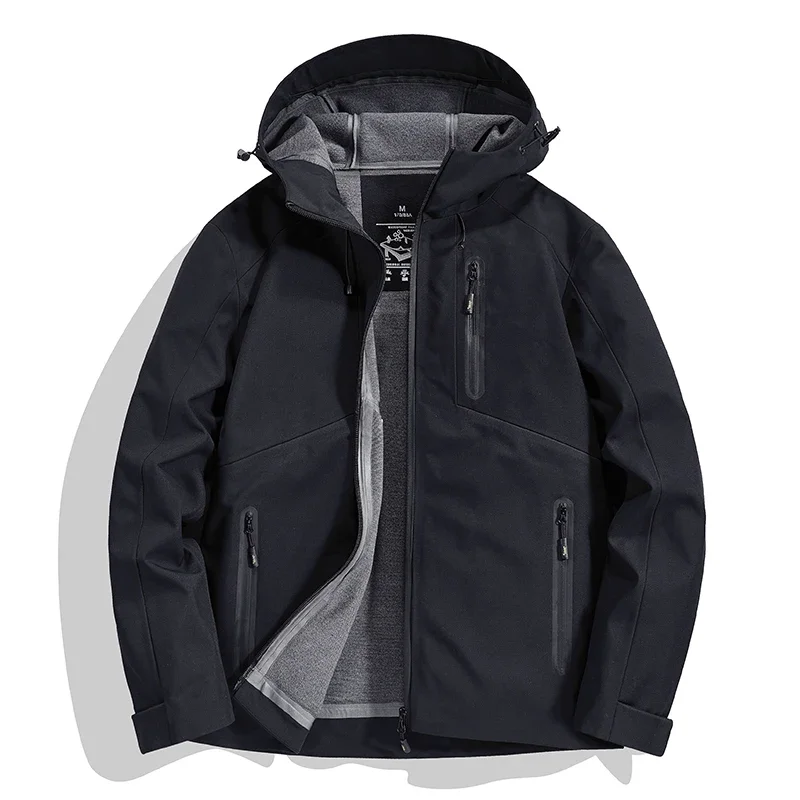 Spring Autumn Winter Men's Casual Jackets Outdoor Windproof Hooded Windbreakers Multi Zipper Pocket Coats Fashion Men Clothing