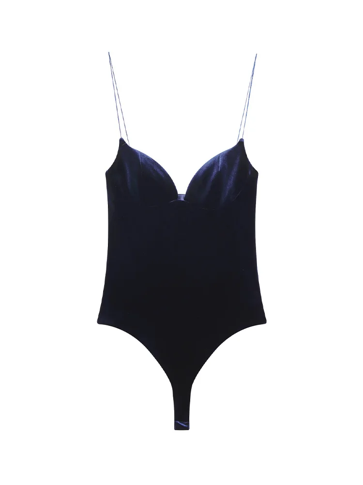 بدلة قفز نسائية عصرية بدون أكمام ورقبة على شكل حرف v بدون ظهر قصيرة مخملية بحمالة نسائية بقصة ضيقة ومثيرة وأنيقة وسحاب جانبي #3