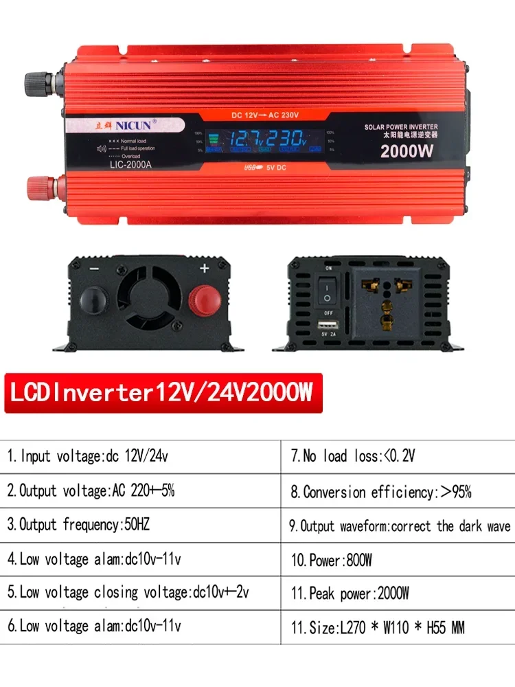 Imagem -04 - Painel Solar Sistema Kit 3000w 2000w Inversor 12v 110v 220v 100a Controlador de Carga 20ah 30ah Lfp4 Bateria para Casa Carro Acampamento