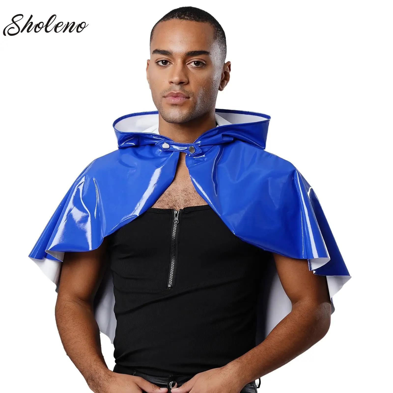 

Club Party Cosplay Death Cloak Shiny Adult Men Women Shiny Holographic Hoodie Cape Carnival Devil Halloween Costumes Accessories