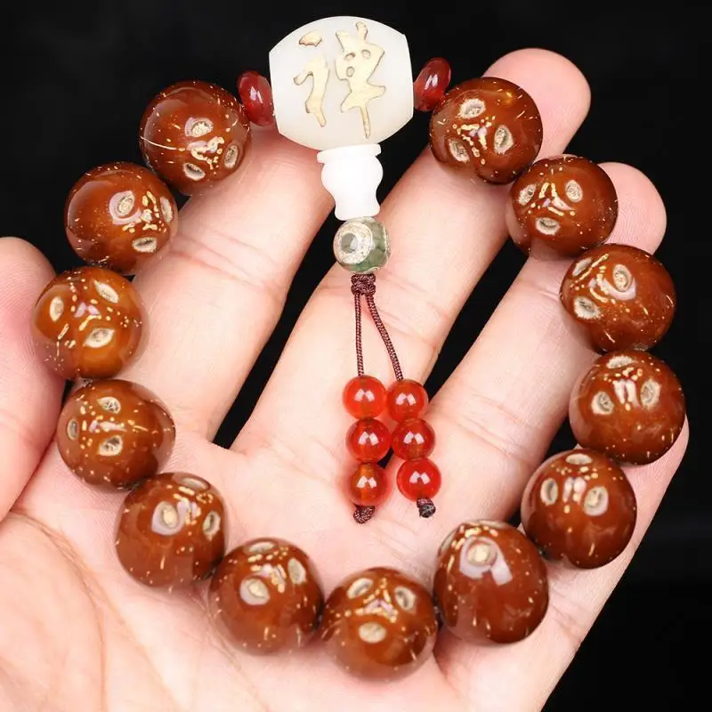 

Authentic Natural Fortune-Bringing Purple Golden Rat Bodhi Seed , Buddhist Bead Bracelet, Prayer Beads for Men and Women
