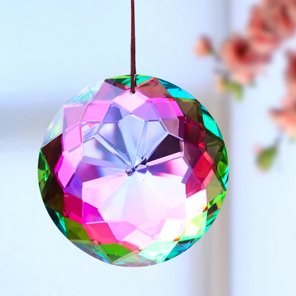 Buddha Lotus Mandala Faceted Prism Crystal Fire Polished AB Color Laser Sun Flower Rainbow Suncatcher XMAS Tree Chandelier Decor