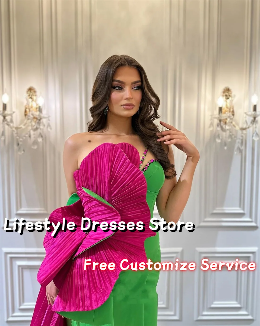 Customized Contrast Color Mermaid Elegant Evening Dresses One-Shoulder Prom Gown Wedding Party Dress فساتين للمناسبات الرسمية