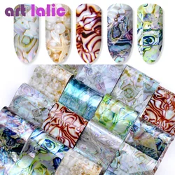 16pcs Nail Art Foil Decals Starry Marble Gradient Maze Shell Design 4x20cm DIY Creative Manicure Transfers