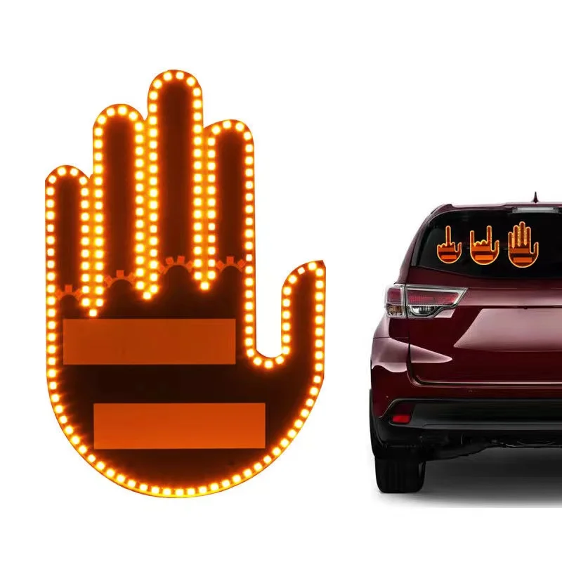 TCFunny Car Finger Light with Remote, Road Rage Signs Middle Finger Gesture Light，Auto Amber Middle Finger Warning Brake Light ﻿