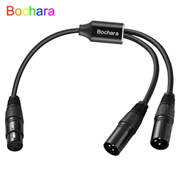 Bochara XLR Female to Dual XLR Male 3Pin Y Splitter Cable Foil+Braided Shielded For Microphone Mixer Amplifier 50cm 1.5m 3m
