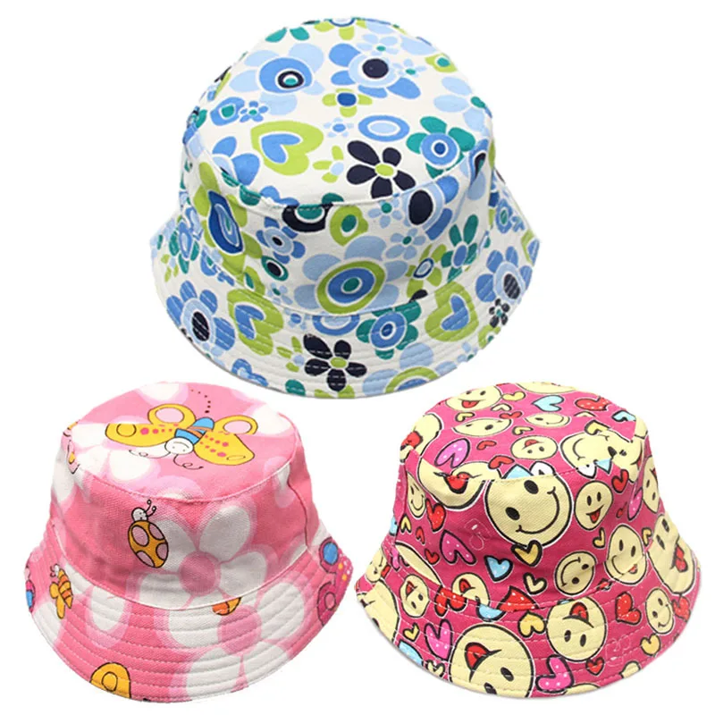 2-6years Sunbonnet Sun Hats Printing Fisherman Caps Baby Children Kids Spring Summer Fall