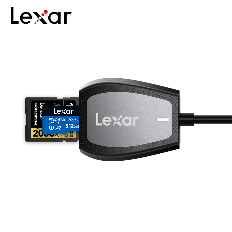 قارئ بطاقات Lexar USB 3.2 Type-C قارئ احترافي متعدد الوظائف بفتحة مزدوجة عالي السرعة يعمل لبطاقة SD وبطاقة Micro SD