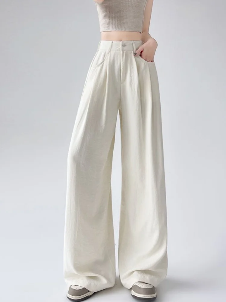 Summer Lightweight High-waisted Loose-fit Trousers With A Flowing, Relaxed Slimming Wide-leg Look Lovel