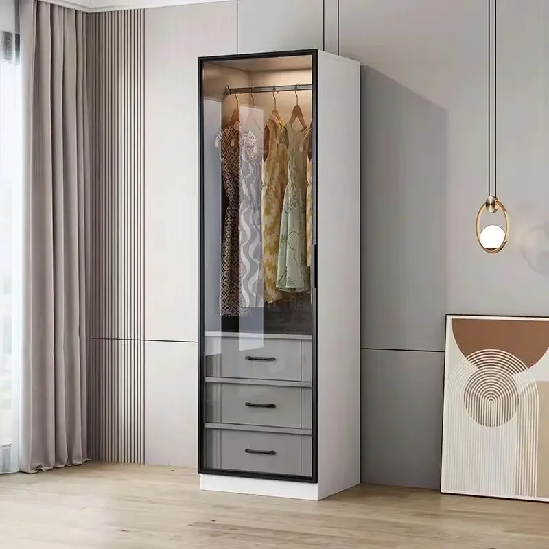 Glass Doors Wardrobes Storage Nordic Multilayer Drawer Open Closets Wardrobes Cabinet Shelves Guarda Roupas Bedroom Furniture