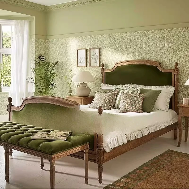 

Carved solid wood bed Bedroom double bed