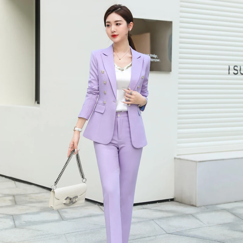 High Quality Fabric Autumn Winter Women Professional Business Suits with Pants and Jackets Coat Pantsuits Blazers Trousers Set