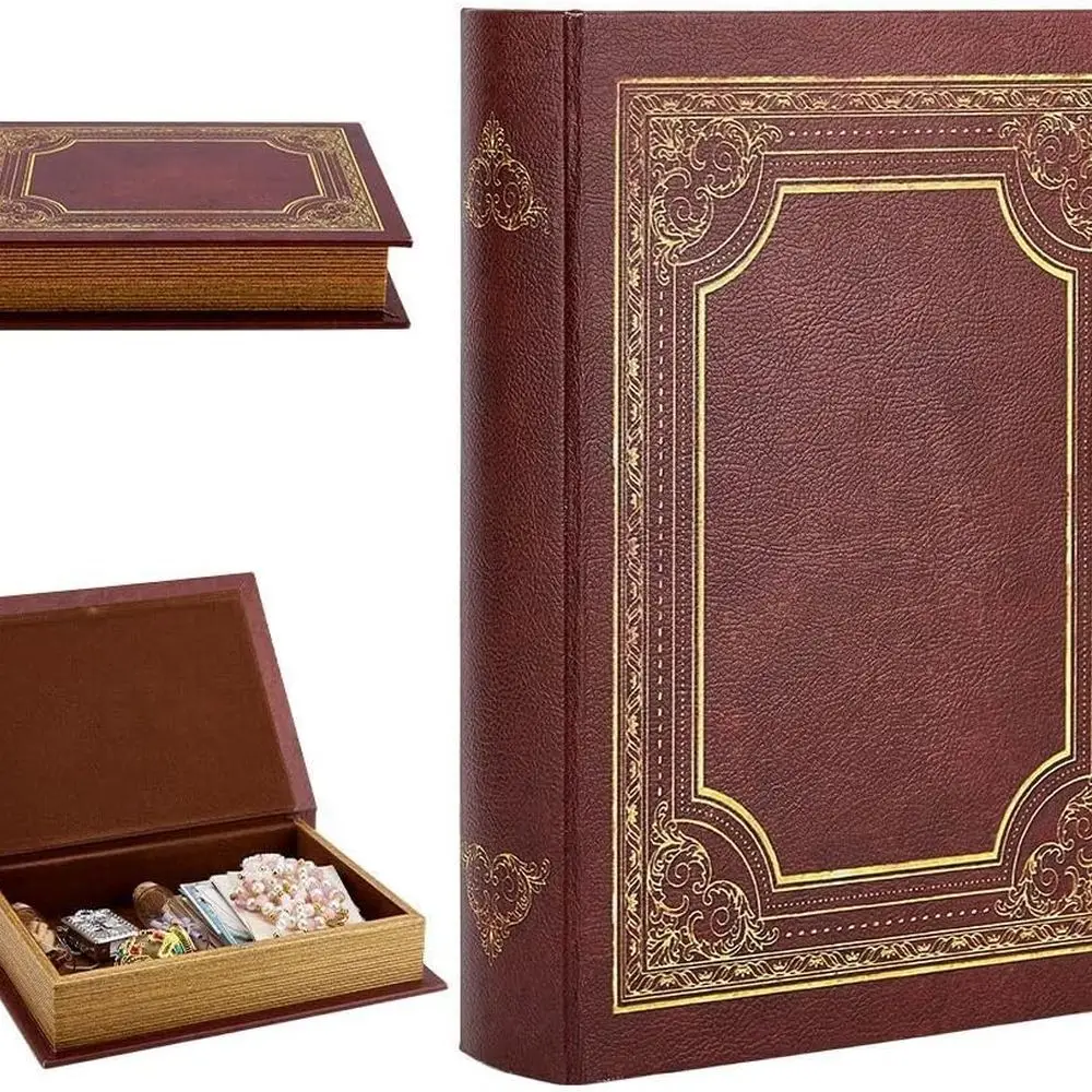 

Vintage Leather-Embossed Book-Shaped Storage Box for Organizing Jewelry, Photos, and More
