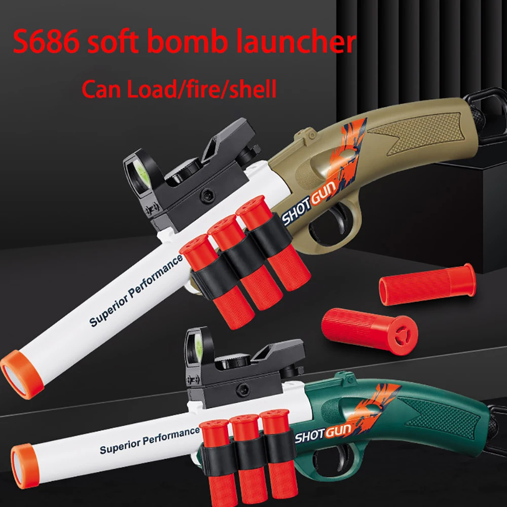 Children Toy S686 Shotgun Outdoor Sports Shell Can Be Ejected Soft Bullet Pistol Pull the loading Soft Gun Teenagers Boys Gi