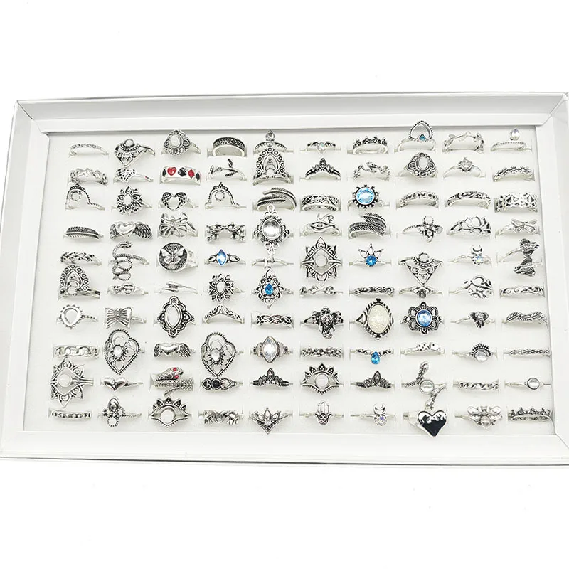 50 teile/los Großhandel Heißer Große Gefälschte Opal Geschnitzte Finger Ringe für Frauen Party Schönheit Kristall Blume Mond Sonne Schädel Crown bar Schmuck – Detail 20