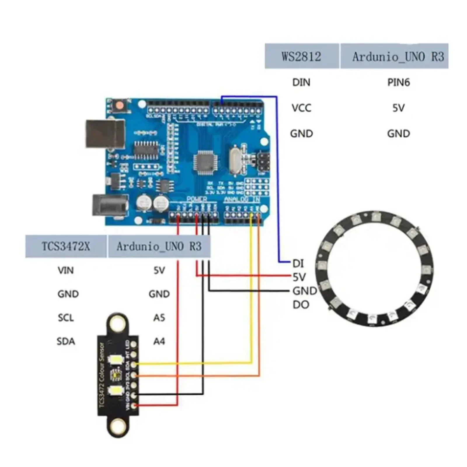 TCS3472 Модуль распознавания цветного датчика RGB IIC с ИК-фильтром для Arduino STM32 30