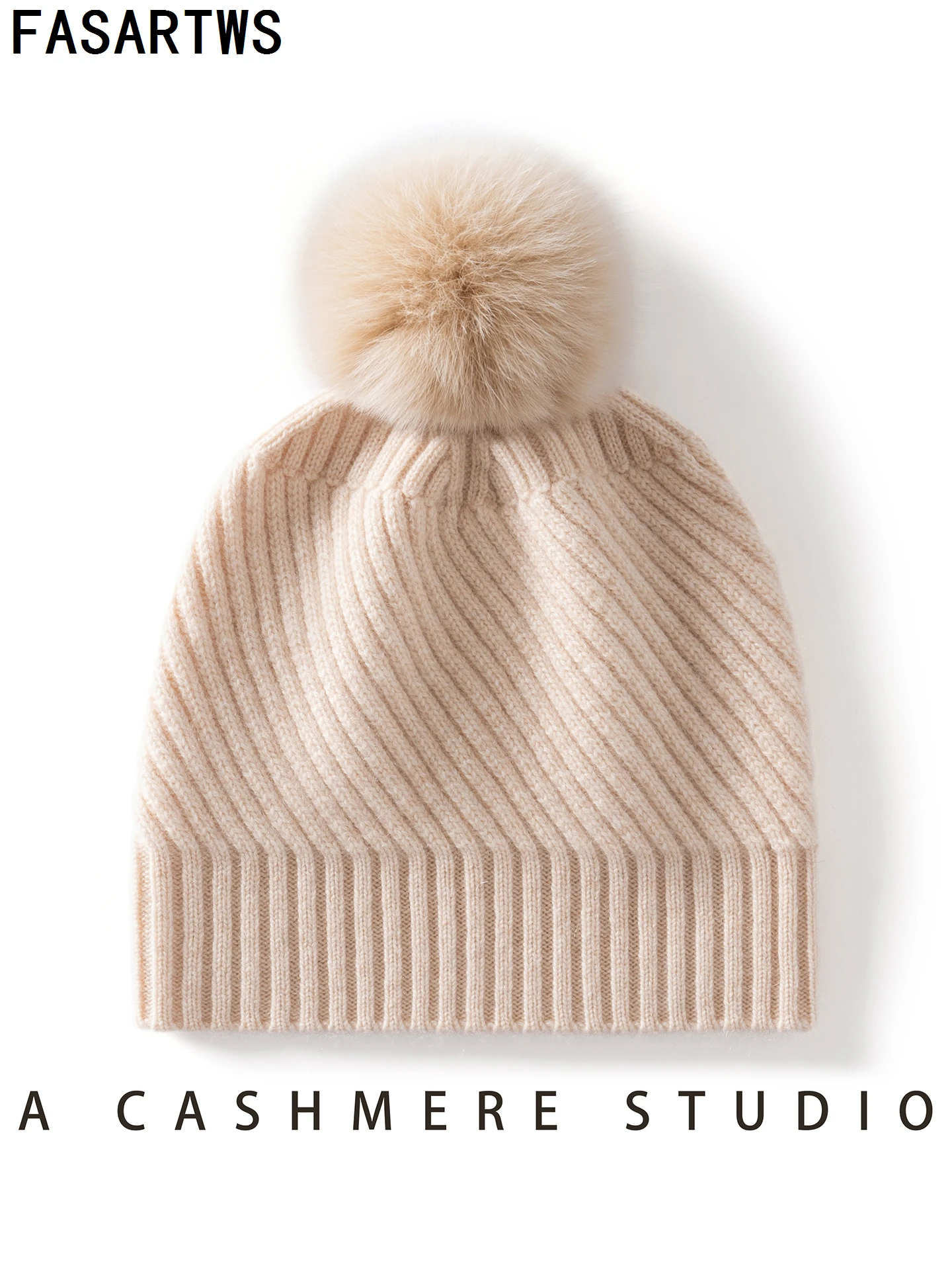 

FASARTWS High-Quality100%Cashmere Hat beanie New Winter Hats Women Soft Warm Knitted Hats Solid Color Casual Autumn Winter Hats