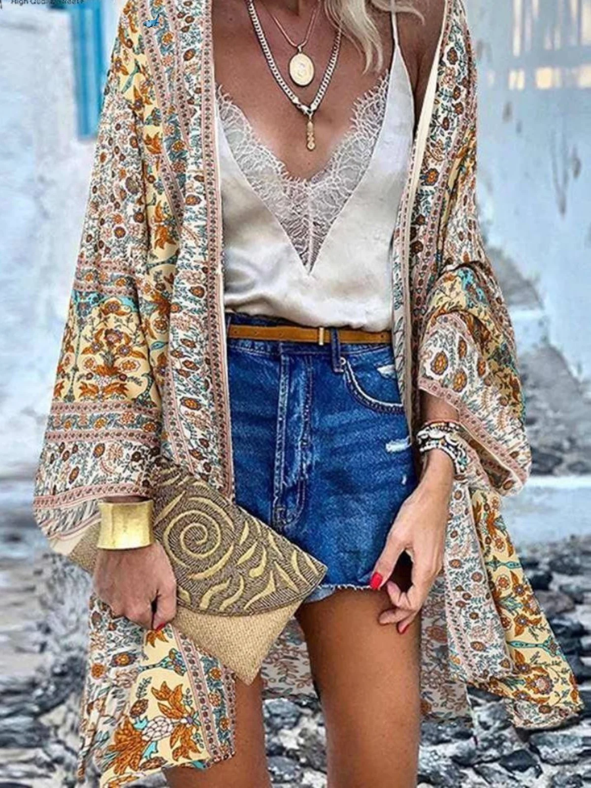 بلوزة نسائية بوهو فليتش سترة علوية irt صيفية نظيفة الخصر مقصوصة ort Sve مزيج القطن irt