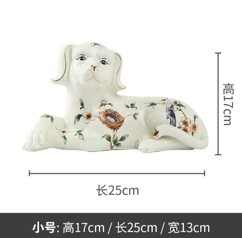Ceramic Dog Ornament Home Accessories Entrance Desktop Animal Decorations Crafts Knickknacks Statuette Figurines Statue Gift