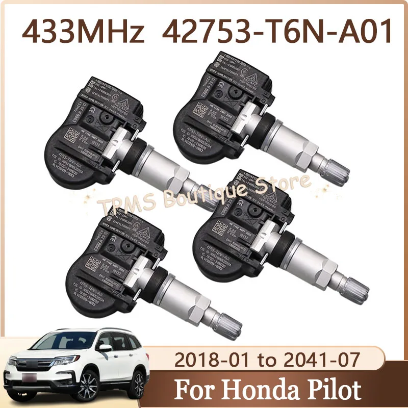 

42753-T6N-A01 Car Tire Sensors System For Honda Pilot Odyssey Passport Ridgeline 4pcs 433MHz TPMS Sensor Car Accessories