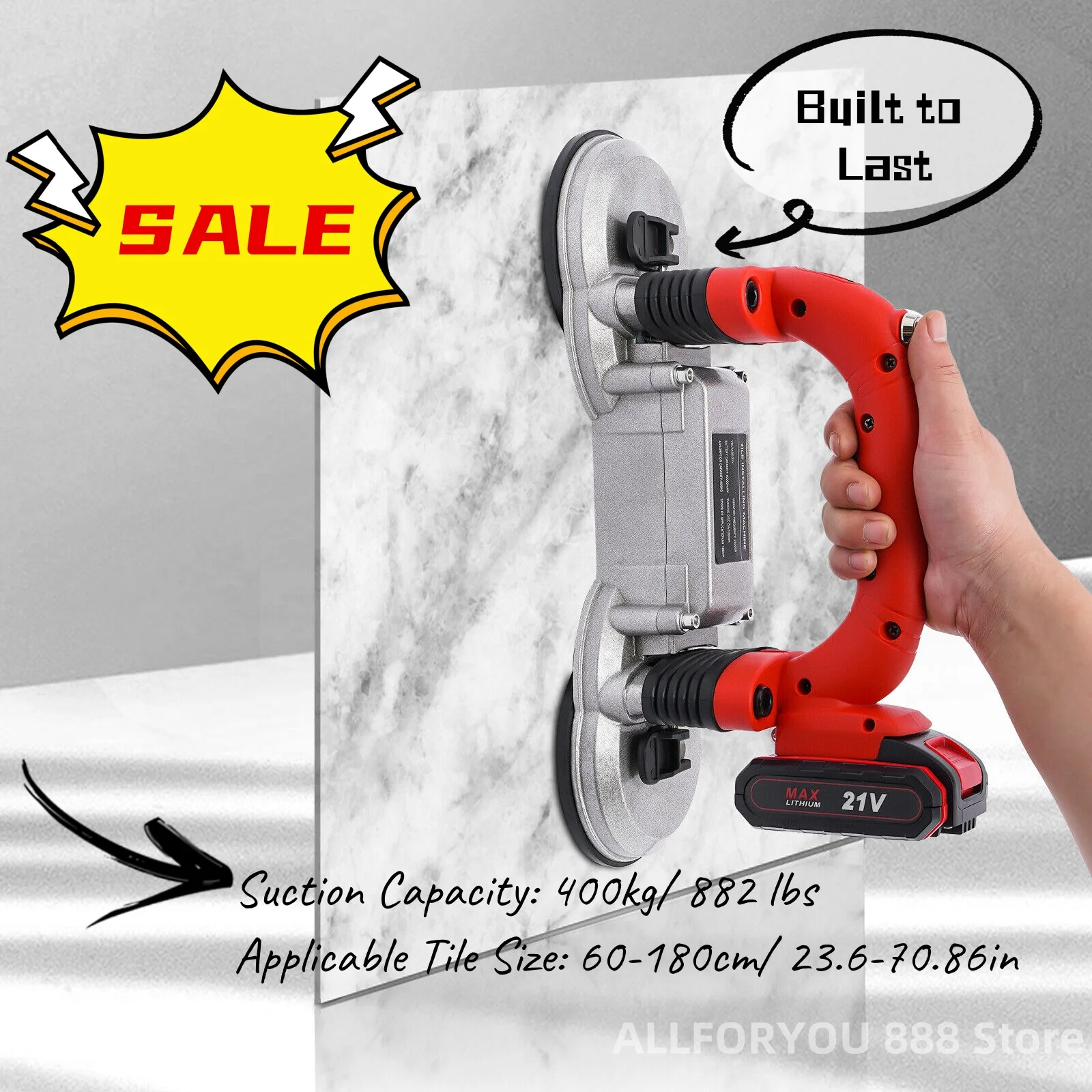 6-Speed Electric Tile Vibrator Tile Leveling Tool With Strong Suction Cup For UK/US Standard