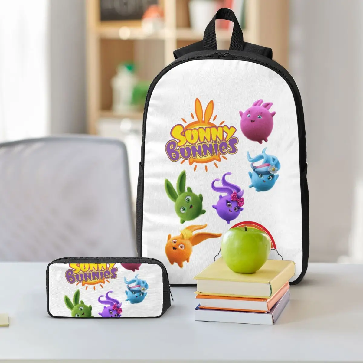 Sunny Bunnies Anime Cartoon Zaino Ragazzi Ragazze BookBag Borsa da scuola Borse a tracolla per computer Borsa da pranzo isolata 3ps Astuccio