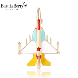 Beaut&Berry Trendy Enamel Airplane Brooches for Women Unisex Aircraft Pins Friends Party Gifts Banquet Jewellery Accessories