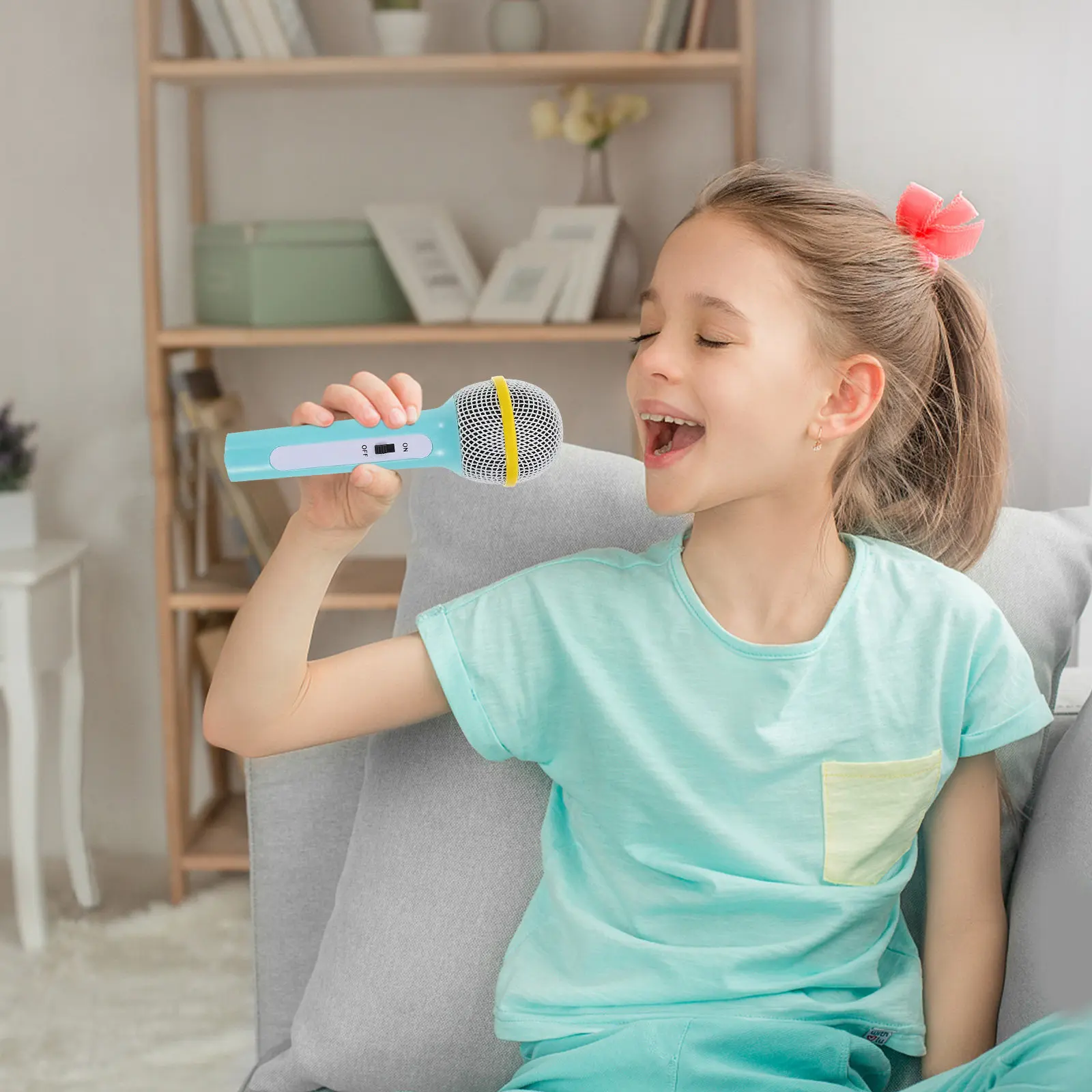 

Portable Keyboard Microphone Light Amplifying Mic Early Education Singing Pretend Play Party Favor