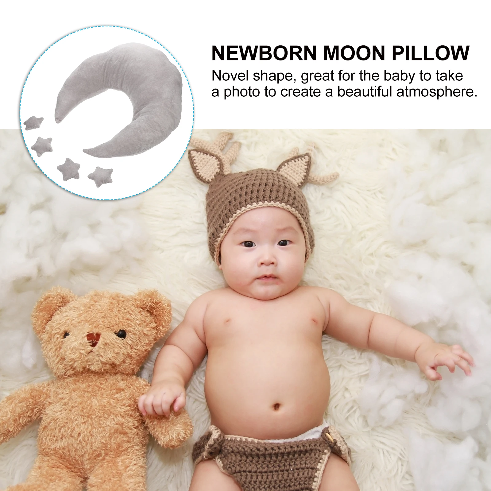 

Moon Pillow Props for Newborn Baby Photo Shoot Photography Picture Decoration Set Adorable Design Exquisite for Boys
