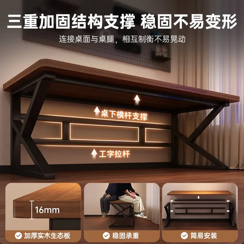 for Solid Wood Computer Desk Simple Desktop Table for Student Home Bedroom Gaming Work Station with Mechanical Arm