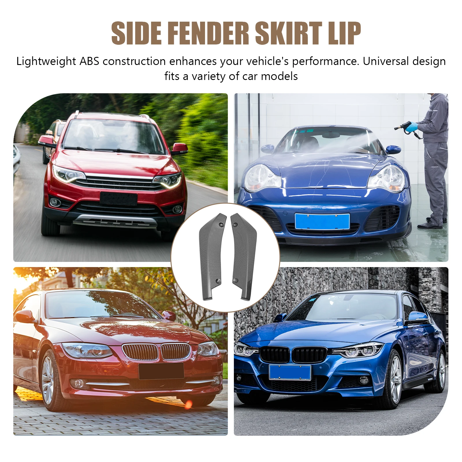

1 Pair Rear Bumper Lip Side Skirt Trim For Diffuser Splitter Car Exterior Decoration Body Parts Lightweight Abs Universal