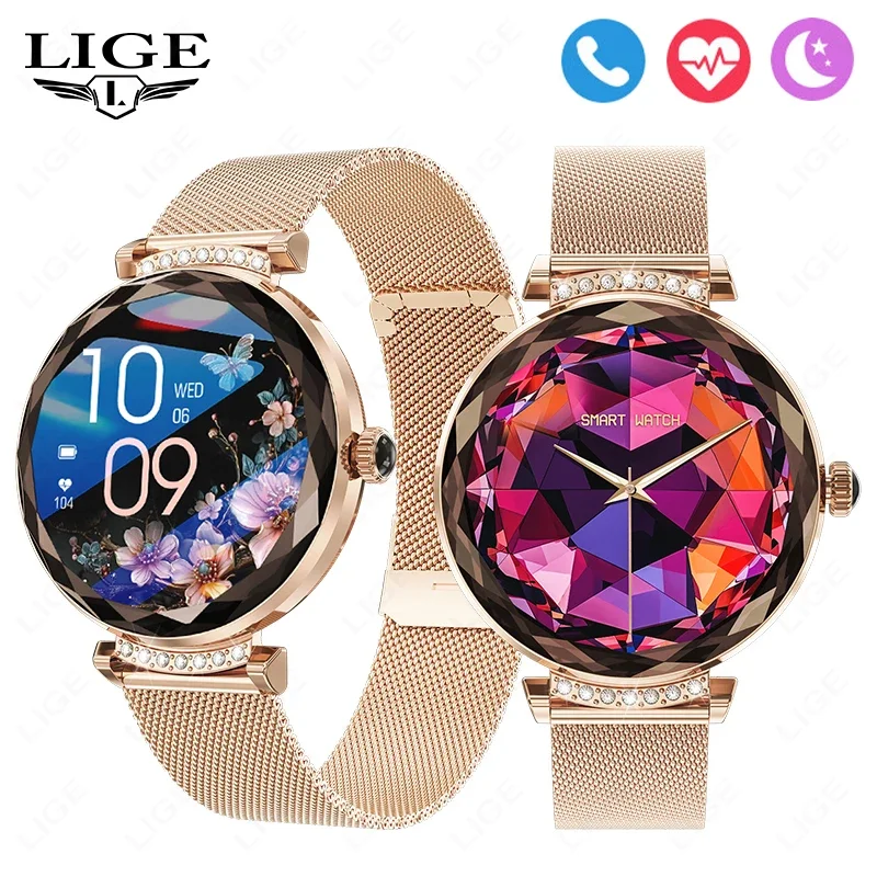 LIGE Fashion Smart Watch Women Bracelet Heart Rate Monitor Custom Dial Sports Fitness Watch Ladies Waterproof Smartwatch Android