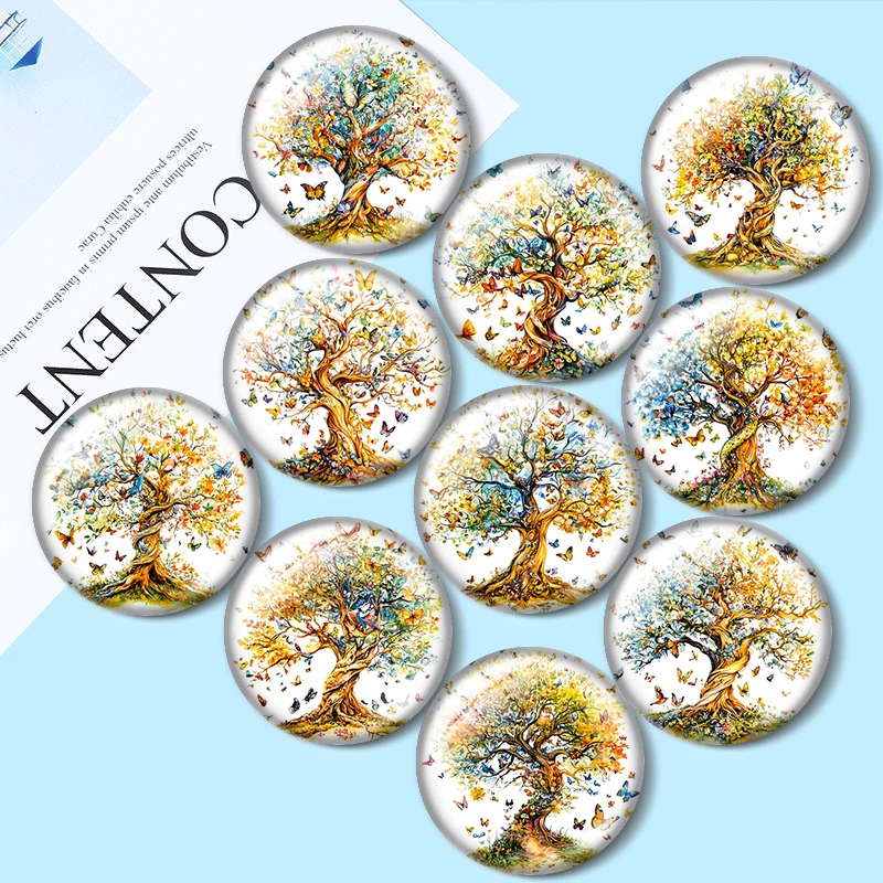 

Butterfly Tree of Life 12mm/18mm/20mm/25mm Round Photo glass cabochon demo flat back Making findings