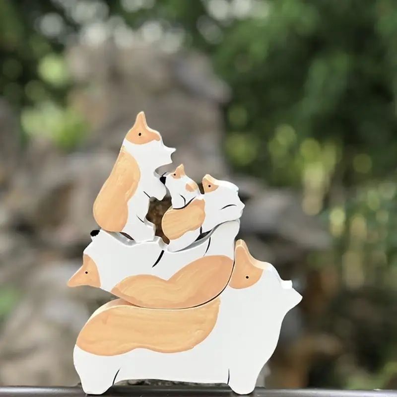 F62D الكتل الخشبية الكتل النمط الحيوانية الموازنة بلوك مجموعة Barnyard مجموعة الوالدين والطفل الأنشطة التعليمية