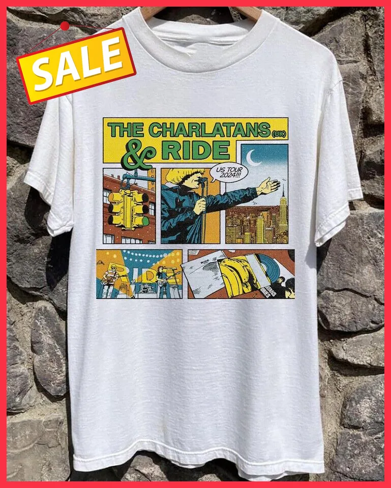 Ride and The Charlatans 2024 US T-shirt Unisex S to 5XL AQP35