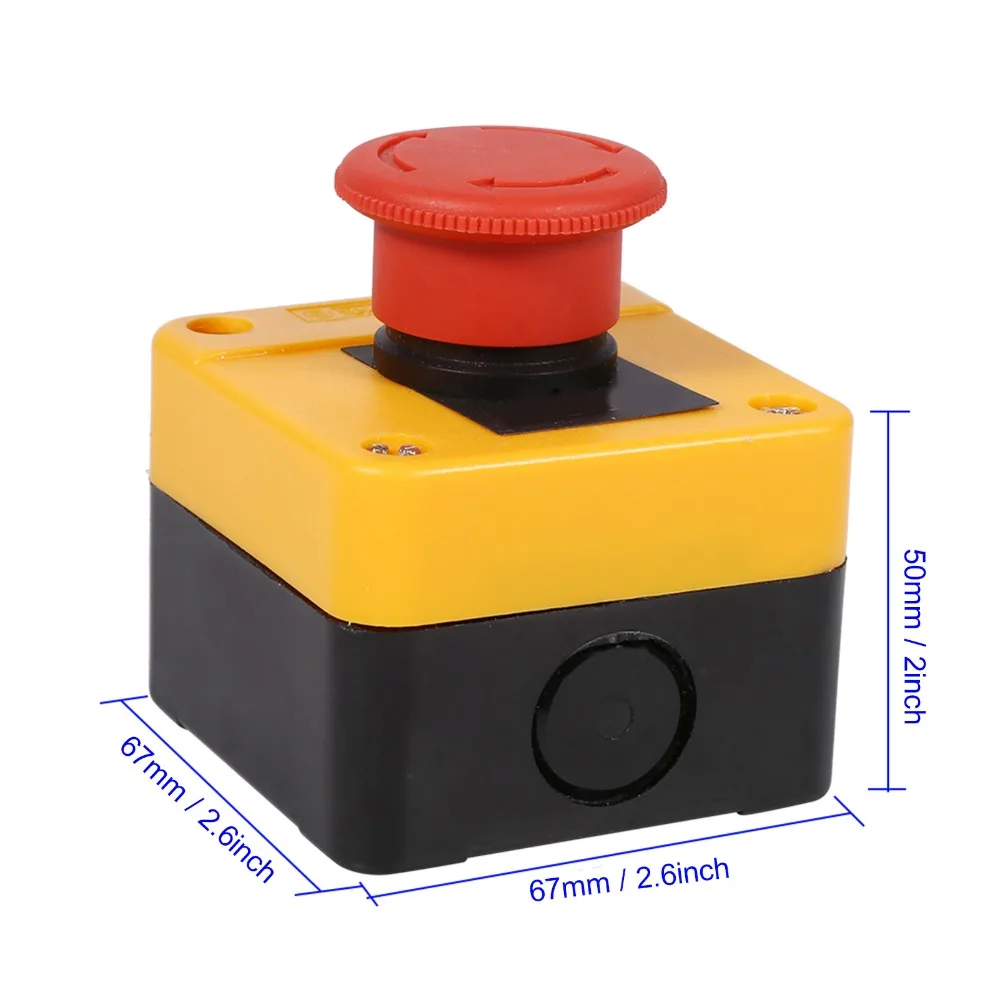 Red ​Emergency Stop Switch With Box 660V Emergency Stop Pushbutton Switch​ Push Button Electrical Equipment Machinery Safety view 5