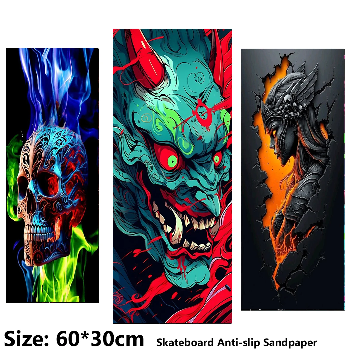 Dark Mask Goddess Pattern Electric Scooter Anti-slip Sticker Sandpaper Skateboard Grip Tape Sheet 60*30cm