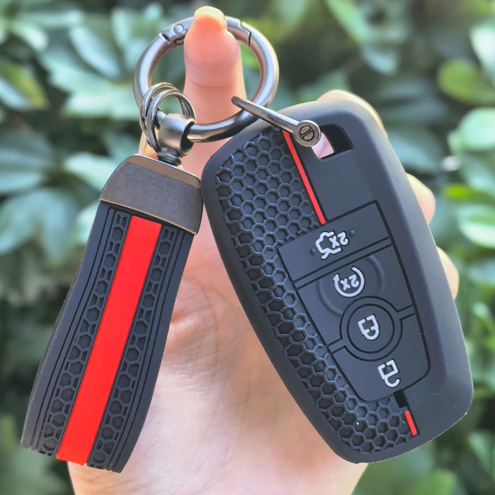 Silicone Car Key Case For Ford Fusion Mustang Explorer F150 F250 F350 EcoSport Edge S-MAX Ranger Lincoln Mondeo Car Keychain