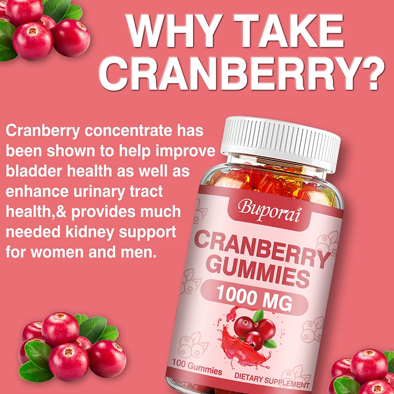 Cranberry Gummies - Supports Urinary Tract, Kidney, Bladder Health, Immune Support, Antioxidant