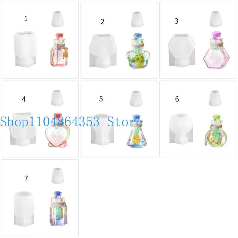 Epoxy Resin Drift Bottle Mold Heart Shaped Wishing Bottle Pendant Mold Night Light Keychain Jewelry Making Silicone Mold