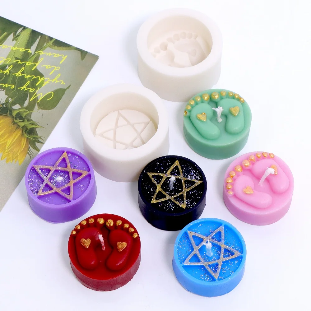 

3D изысканная круглая силиконовая форма для свечей с пентаграммой, милая форма для мыла из смолы в форме сердца для изготовления свечей, домашний и художественный декор