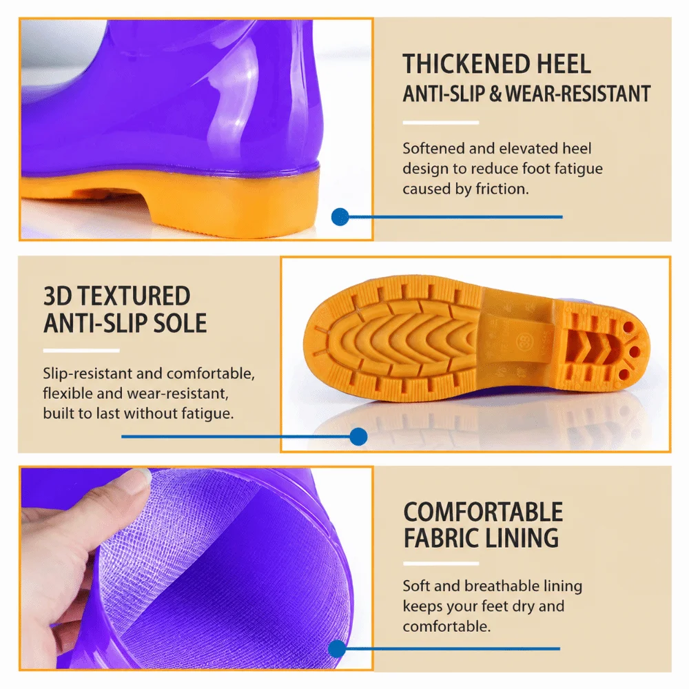 Hohe Damen-Regenstiefel, rutschfeste, wasserdichte Stiefel, leichte, langlebige Gartenarbeitsschuhe für den Außenbereich, Küche usw. – Detail 7