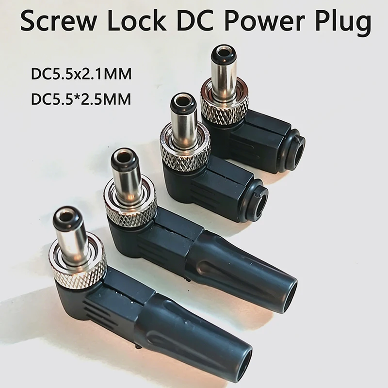 1 Stück 90 °   Rechtwinkliger 5,5x2,1MM 5,5x2,5MM DC-Stromanschluss mit Schraubverschluss für CCTV LED-Streifen Router 12V Netzteil