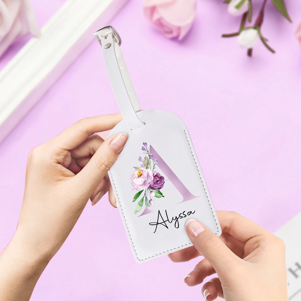 Personalised Custom Name Pu Luggage Tag Suitcase Label Baggage Boarding Tags Travel Accessorie Wedding Bridesmaid Gift for Her