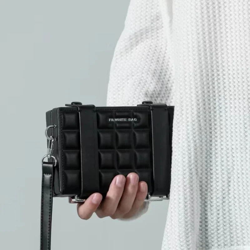 Trendy Brand Box Shape Bag for Man Woman 2025 New Small Square Bag Pu Leather Shoulder Crossbody Bag Unisex Fashion Phone Purse