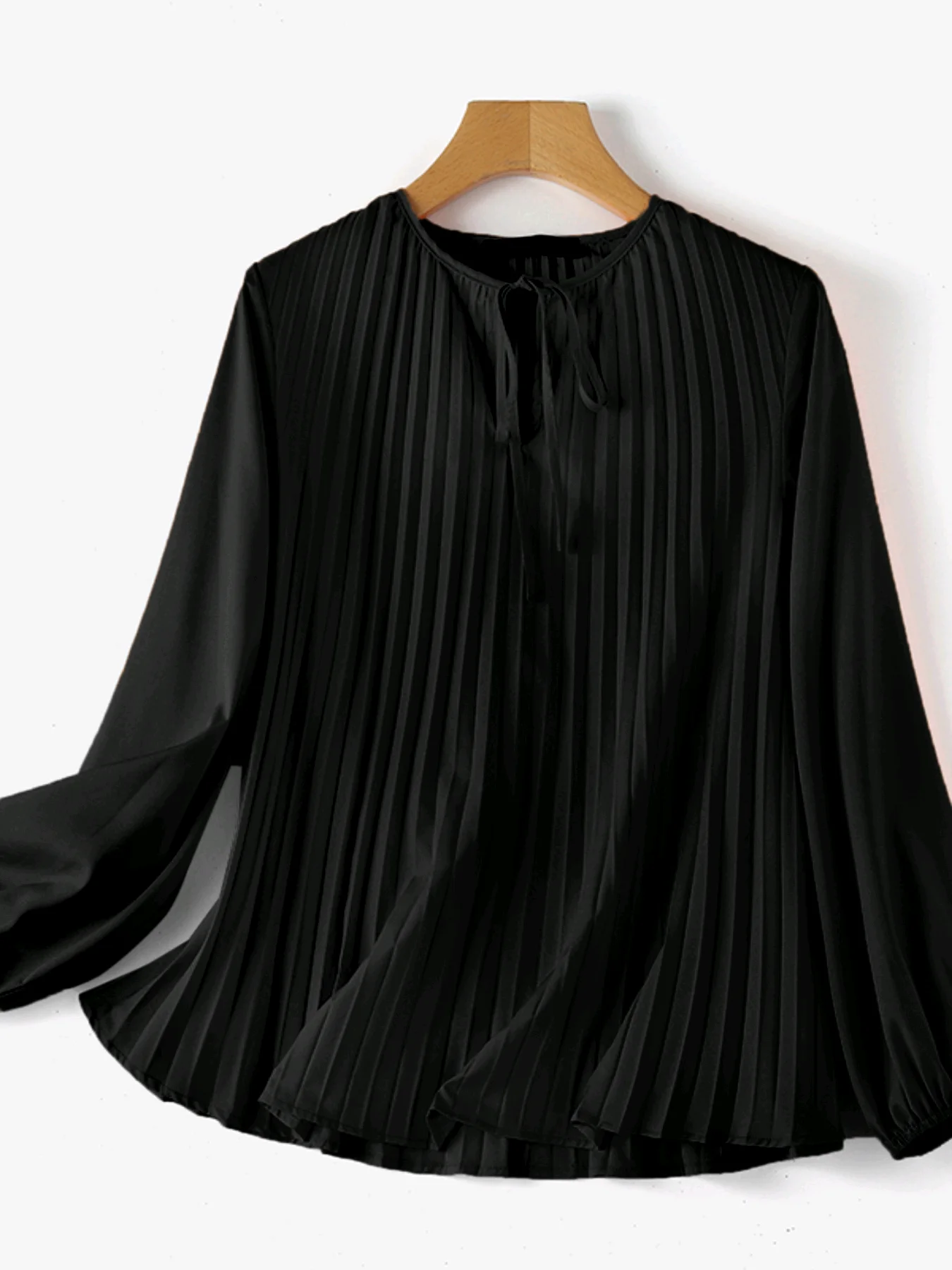 ZANZEA 2023 Women Long Lantern Sleeve Blouse Bow Tie Neck Hollow Out Top Autumn Solid Pleats Blusas Loose Fashion Shirt Oversize